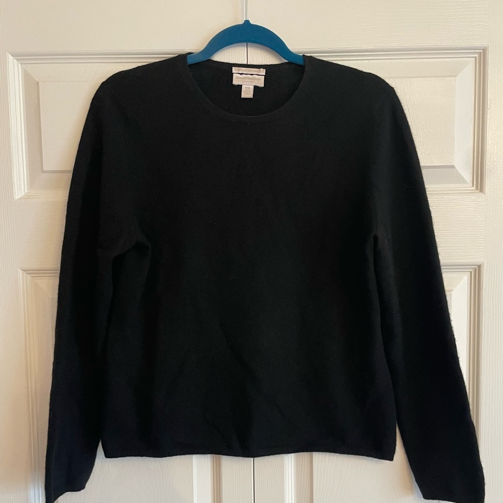 Charter Club Black 2-ply 100% Cashmere Crewneck Sweater